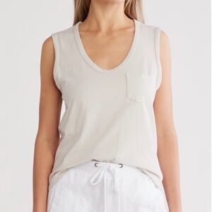 James Perse | V-Neck Cotton Tank in Salt size 4 NWT